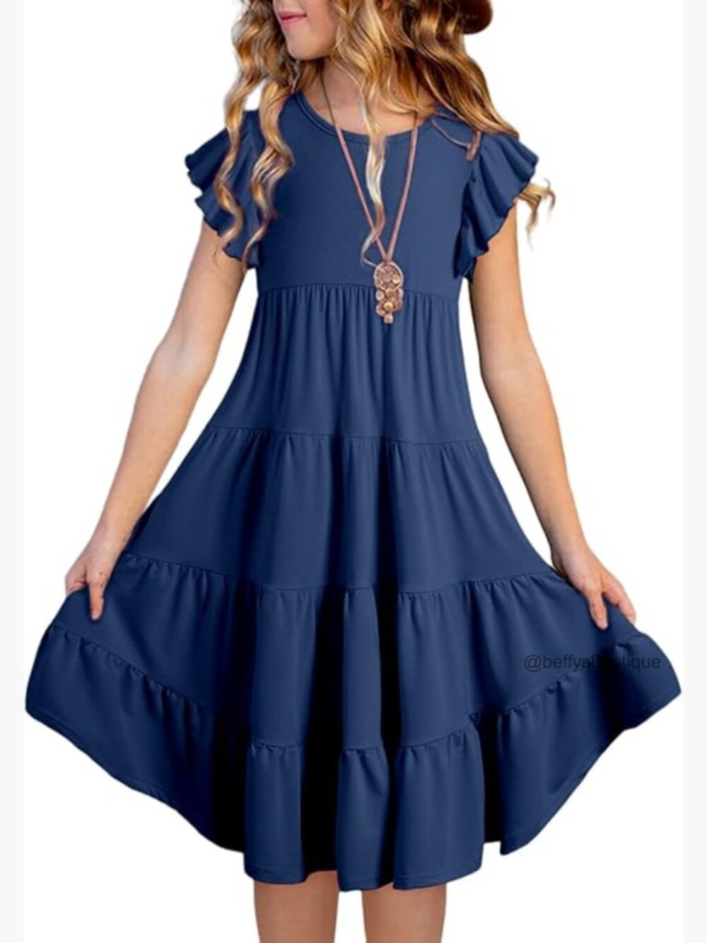Girls Sleeveless Ruffled Casual Sundress Size 6-15